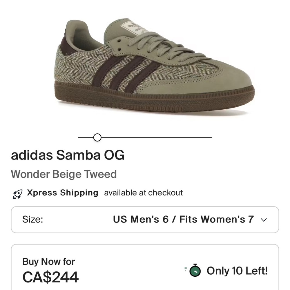 adidas Samba OG Wonder Beige Tweed Sneakers